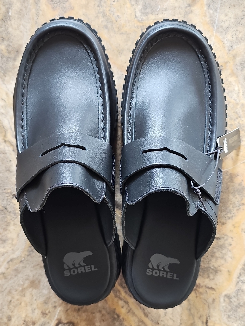 Sorel Black Penny Loafer Mules